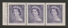 Canada #328a, Queen Elizabeth II, Karsh Portrait, Booklet Pane of 3, MNH 1953