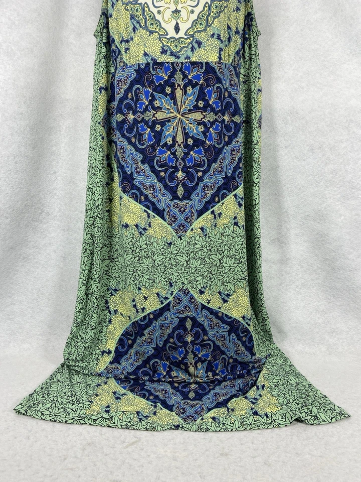 Chico’s Maxi Dress Womens 3 US 16 Green Blue High Waist Floral Sleeveless - Image 3 of 4