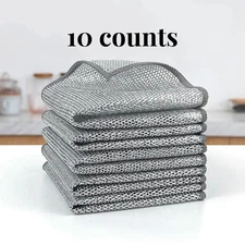 10 Counts Dishwashing Rags，Multipurpose Non-Scratch Wire Dishcloths for Kitchen 