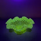 Fenton Vaseline Hobnail Uranium Glass 3 Flower Epergne BASE ONLY