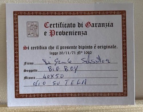 Dipinto Olio su Tela 40 X 50 cm Quadro firmato Di Grande+certificato pezzo unico - Foto 4 di 7