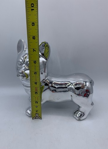 Corgi Hund Statue - Metall Silber stehend Keramik Statue Figur Dekor 7”x7” - Bild 7 von 9