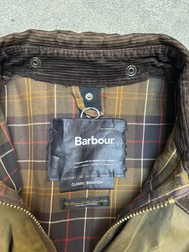 Barbour Classic Beaufort Waxed Jacket Olive Brown Made in England (XL) image 6