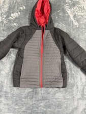 Body Glove Hooded Puffer Jacket Black  Gray With Red Lining Size 14 BOYS