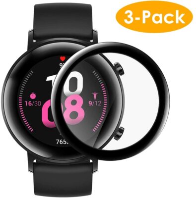 3X 3D Hartglas Glasfolie für Huawei Watch GT2 42 mm Hartglas Full Screen 9H