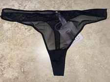 NWT Savage X Fenty Sheer Mesh Black Mid Rise Thong Panty XL