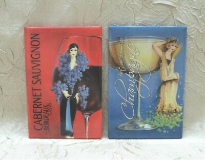 Cabernet Sauvignon Bordeaux Cassis & Champagne Brut Demi Sec Two Metal Magnets