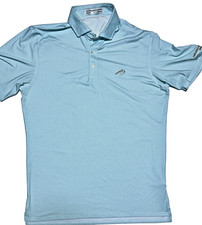 Holderness Bourne Geometric Embroidered Bird Green Polo/Golf Shirt L