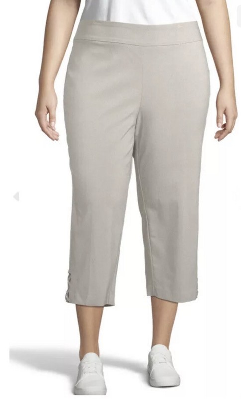 Counterparts Women's Plus Size Beige Capris Crisscross Hem Size 18