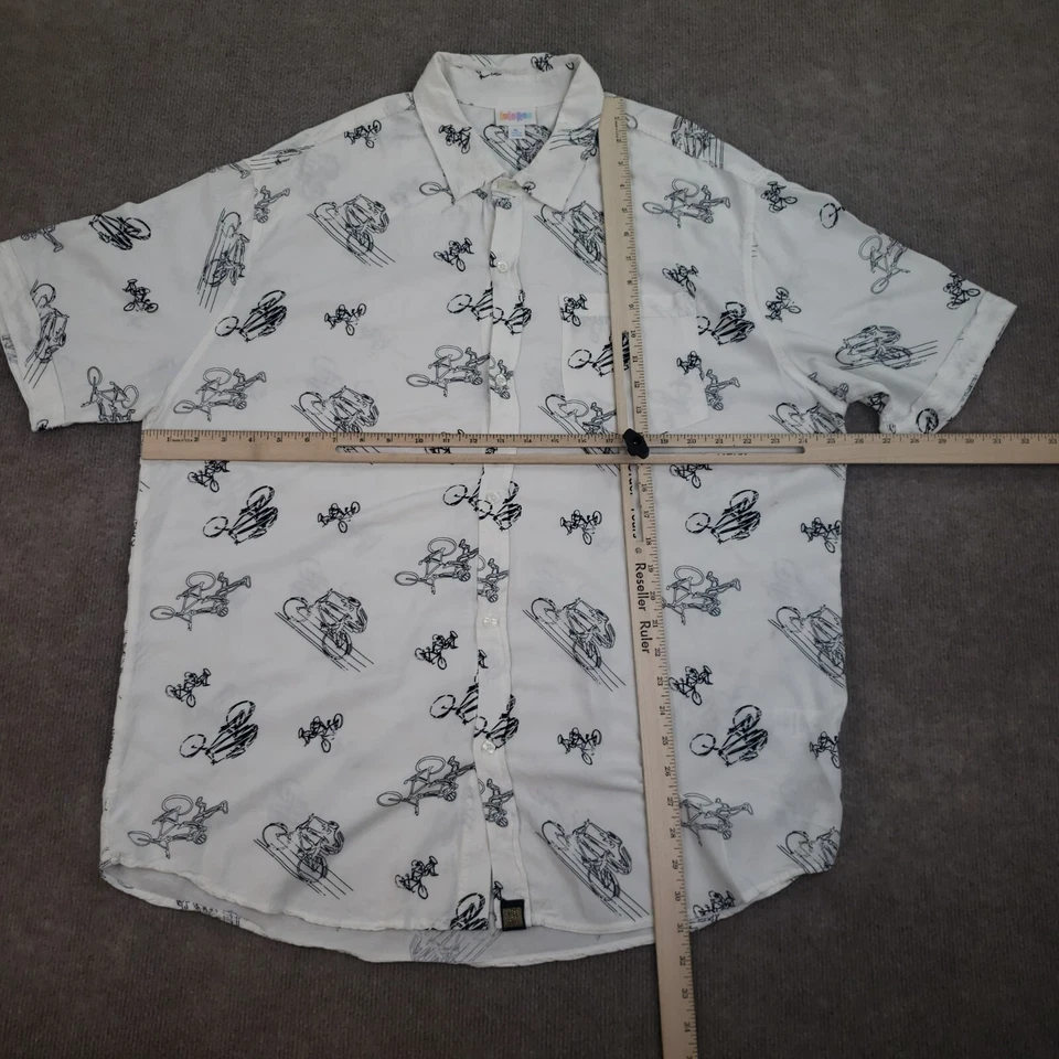 LulaRoe Button Down Shirt Mens XL White Bicycle All Over Print Short Sleeve - Image 2 of 4