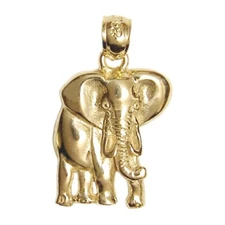 New 14k Yellow Gold Elephant Pendant
