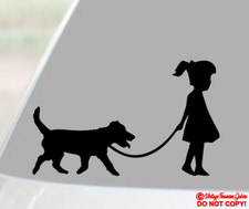 GIRL WALKING JACK RUSSELL TERRIER DOG Vinyl Decal Sticker Car Rear Window Bumper