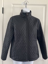 Lands End Black Quilted Zip lightweight primaloft jacket size S 6-8