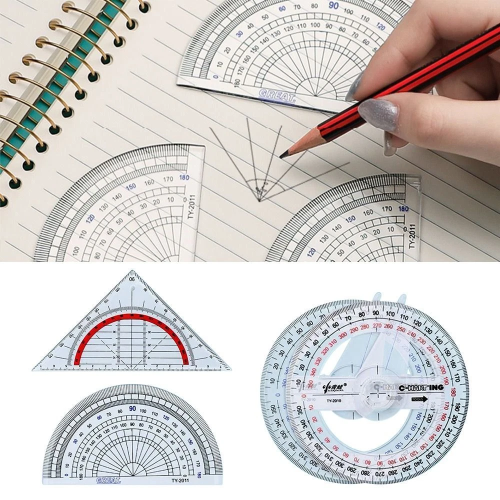 Triangle Half Round Angles Measuring Ruler Drawing Ruler Students