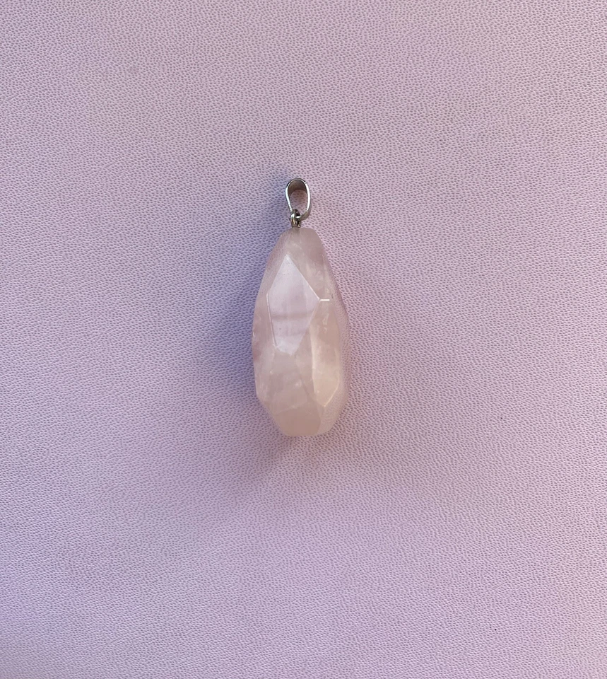 Ciondolo In ARGENTO 925 Con Quarzo Rosa Naturale Pendente Pietra Dura Donna - Immagine 2 di 4