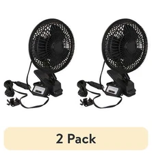 (2 pack) Auto Drive Black 12-Volt 6" Car Clip-on or Dash Mount Fan