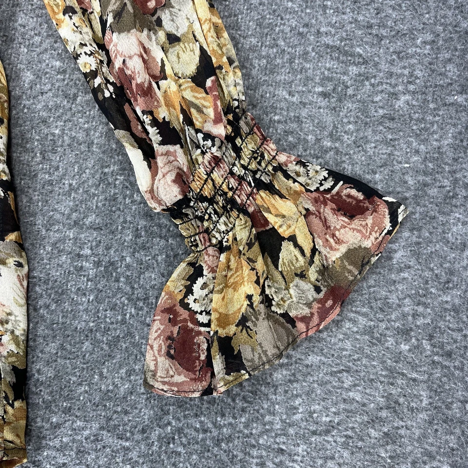 Blusa vintage Kenar Studio Petites floral transparente con botones para mujer con volantes años 90 Foto 2 de 4