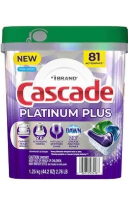 Cascade Platinum Plus ActionPacs Dishwasher Detergent Pods, Fresh Scent (81 Ct)