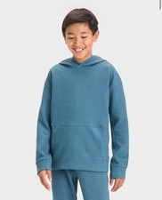 NWT All in Motion sz S 6/7 Boys Pebble Textured Hoodie Sweatshirt Teal G98