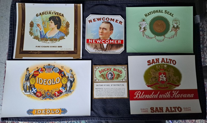Lot of 6 Cigar Box Labels Lucky Newcomer National Ideolo Garcia San Alto Havana