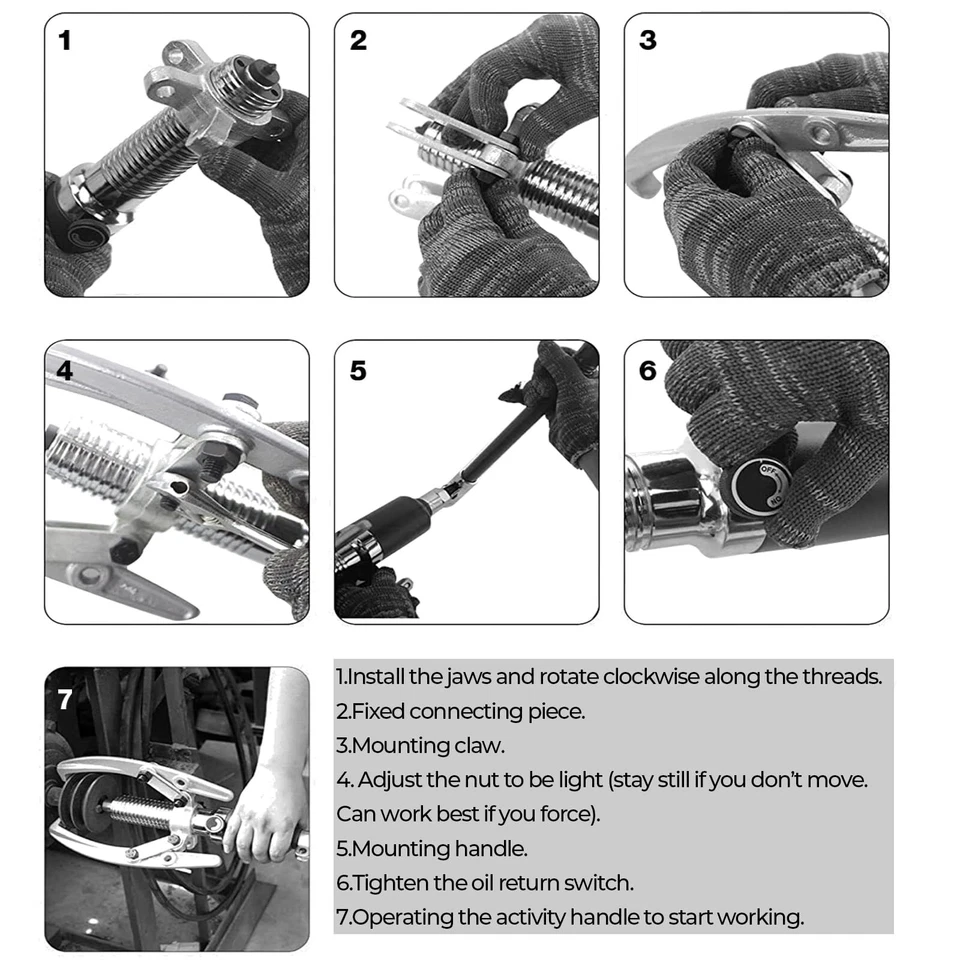 Hydraulic Gear Puller 15 Ton Max Capacity 4"-12" Hydraulic Puller Separator Tool - Image 4 of 4