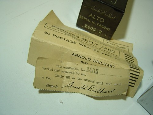 Sax Mouthpiece Box Arnold Brilhart Alto Vintage with Documentation - Picture 4 of 4