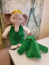 Vintage Gund BABAR Elephant Green Suit Plush Stuffed Animal Toy 1988 Korea Anime