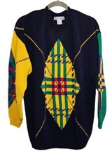 Vintage Sweater Izod Size L 100 Cotton Unisex Knit Pullover 90s C