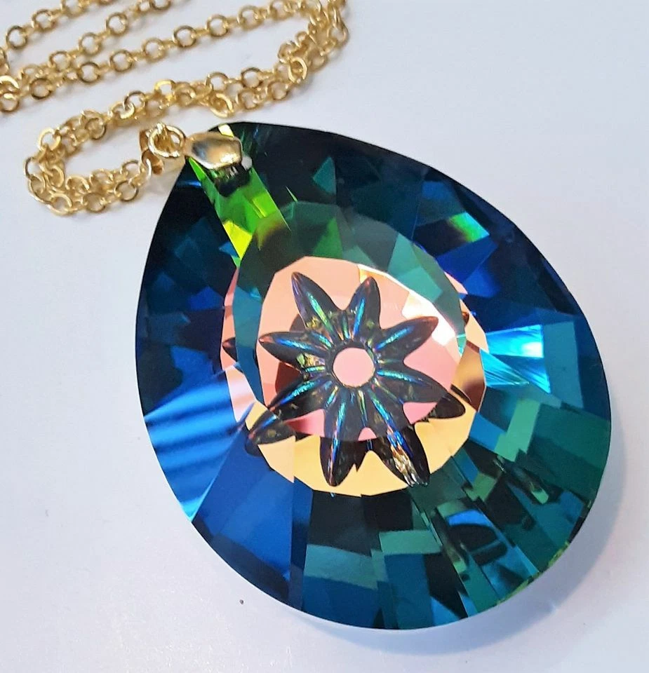 Потрясающий кристалл радуги титана звезда цветной воды капли подвеска богемное ожерелье - Изображение 4 из 4