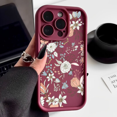 Case For iPhone 16 15 Pro Max 14 13 12 11 Xs 8 Shockproof Flowers Silicone Cover