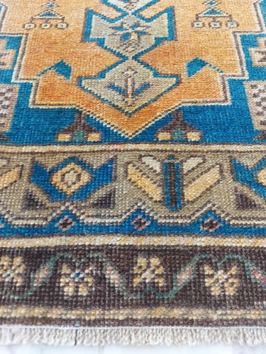 19th Century Blue Antique Carpet, Handmade Special Production Rug Free Ship Rug - Picture 20 of 23