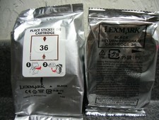 2 New Genuine Lexmark 36 Black Ink Cartridges