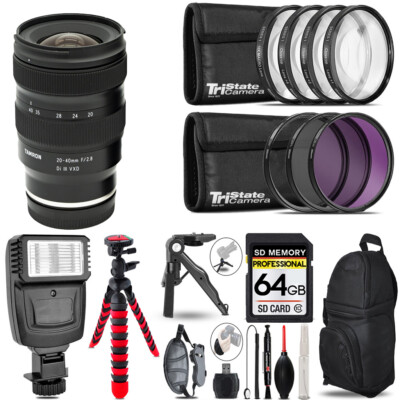 Tamron 20-40mm f/2.8 Di III VXD Lens for Sony E +Flash+MACRO UV-CPL-FLD-64GB Kit