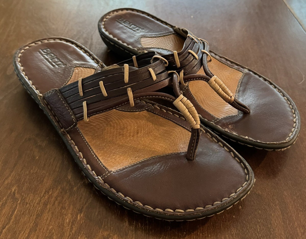 BORN Woven Leather SANDALS in Chocolate x Caramel - WOMEN