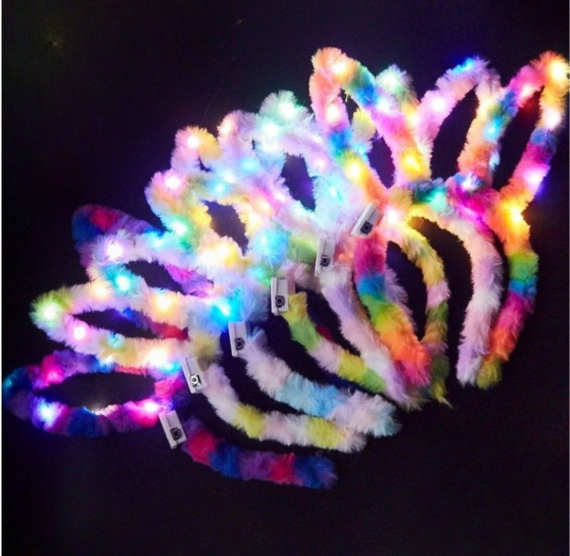 Leuchtendes Hasenohren-Stirnband – LED, 2er Pack, Für Partys, Karneval, Weihnachten (Erwachsene & Kinder)