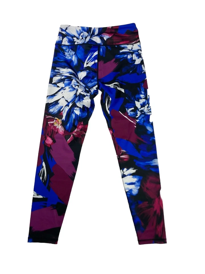 Leggings Yelete para mujer tiro alto longitud completa trazos florales multicolor grandes Foto 4 de 4