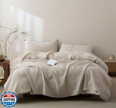 Talasily 100% French Pure Linen Sheets Set Full Size,Oeko-TEX Cer