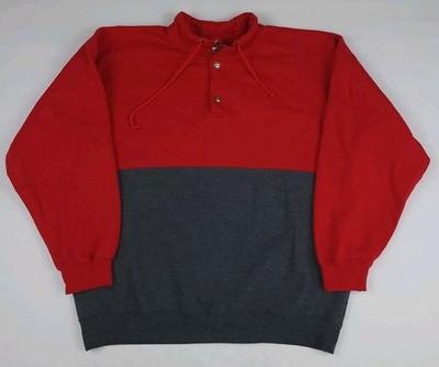 Vintage 90s Cheetah 2 Tone Colorblock Red Grey Pullover Sweatshirt Sport USA Vtg