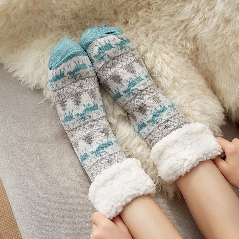 Winter Thermal Thick Sherpa Sock Reindeer Warm Sock Fluffy Secret Chrismas Gift - Image 3 of 4