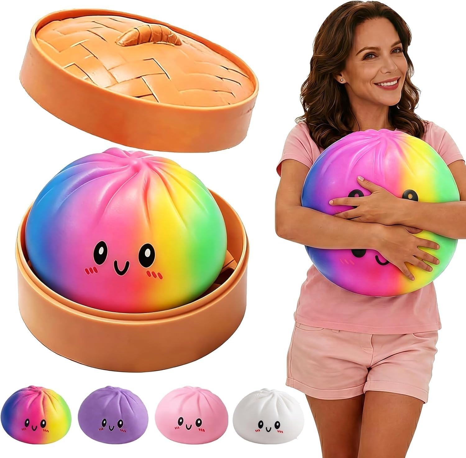 Giant Jumbo Dumpling Stress Ball - 4-10 Inch, Anxiety Relief Fidget,Colorful