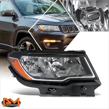 For 17-21 Jeep Compass Factory Style Passenger Side Black Amber Headlight Lamp