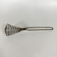 Vtg Spiral Coil Wire Whisk Hand Egg Beater Farmhouse Country Barware MCM