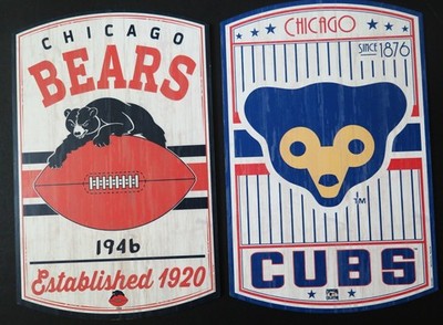 TWO (2) CHICAGO MANCAVE CLASSIC HARD WOOD SIGNS FROM WINCRAFT