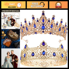 King  Queen Crowns Set - Royal Black Rhinestone Crystal Tiara Headwear for Part