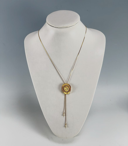 Cowboy Hat Western Bolo Tie Necklace Rhinestone Cowgirl Vibe 33" Adjustable