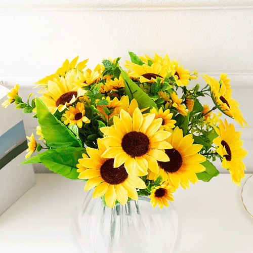 1 Grappolo Girasoli Artificiale Finto Fiore Bouquet Giardino Festa Nozze Decor - Foto 21 di 23