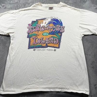 Vintage Adventure Island Tampa Bay Single Stitch Oneita T-Shirt Mens XL White