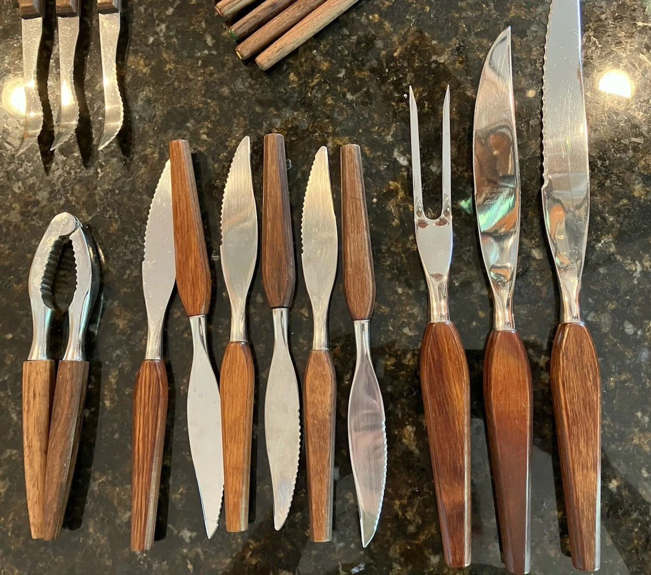 Vintage MCM Fleetwood 3 pieceCarving Set with 6 Steak Knives Plus Bonus Items!!!
