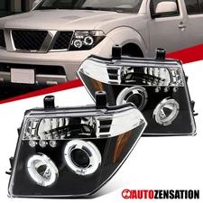 Fit 2005-2008 Frontier Pathfinder Black LED Halo Projector Headlights Left+Right