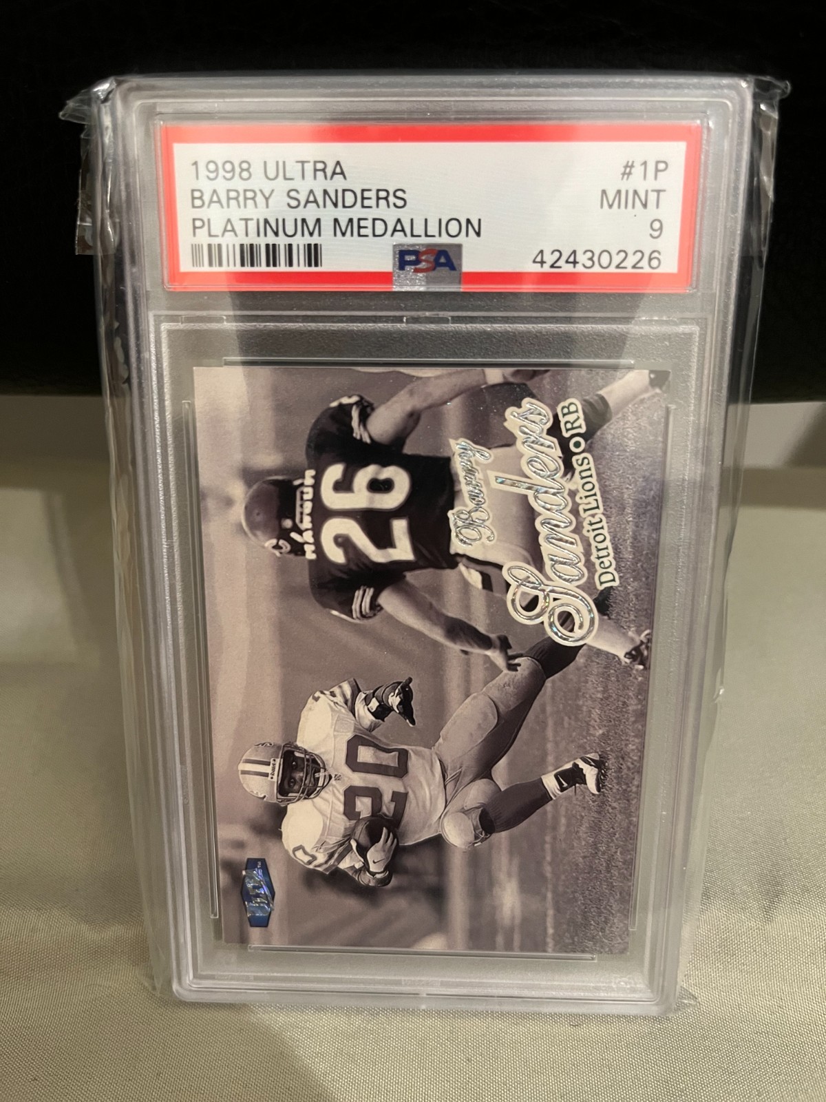 Barry Sanders 1998 Fleer Ultra PLATINUM MEDALLION /98 PSA 9 Mint Highest Graded